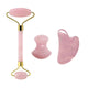 Rose Quartz Face Roller & Gua Sha Scraper Set – Natural Stone Jade Massager for Facial Lift, Anti-Wrinkle, and Relaxation