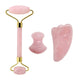 Rose Quartz Face Roller & Gua Sha Scraper Set – Natural Stone Jade Massager for Facial Lift, Anti-Wrinkle, and Relaxation