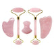 Rose Quartz Face Roller & Gua Sha Scraper Set – Natural Stone Jade Massager for Facial Lift, Anti-Wrinkle, and Relaxation