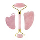 Rose Quartz Face Roller & Gua Sha Scraper Set – Natural Stone Jade Massager for Facial Lift, Anti-Wrinkle, and Relaxation