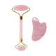Rose Quartz Face Roller & Gua Sha Scraper Set – Natural Stone Jade Massager for Facial Lift, Anti-Wrinkle, and Relaxation