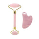 Rose Quartz Face Roller & Gua Sha Scraper Set – Natural Stone Jade Massager for Facial Lift, Anti-Wrinkle, and Relaxation