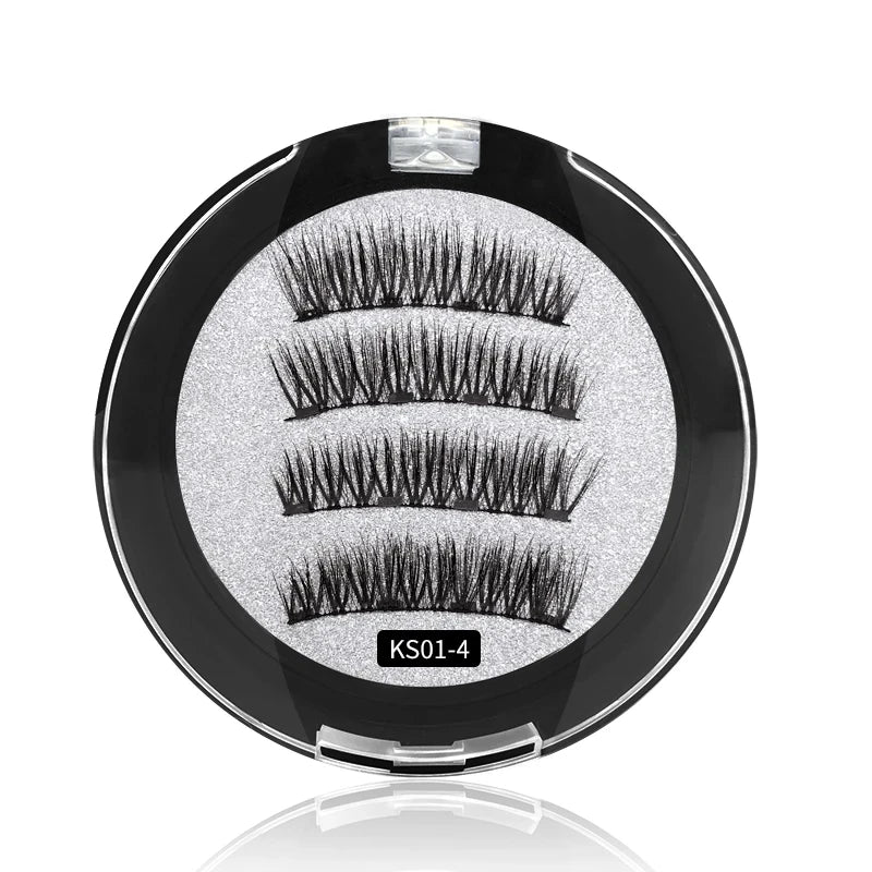 2 Pairs 3D Magnetic Eyelashes Set – 4 Magnets, Reusable False Lashes with Tweezers & Portable Makeup Storage Bag