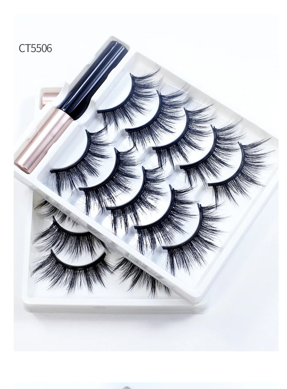REDSIREN Magnetic Lashes & Eyeliner Kit – Reusable Magnetic False Eyelashes with 5 Pairs & 1 Tube Eyeliner