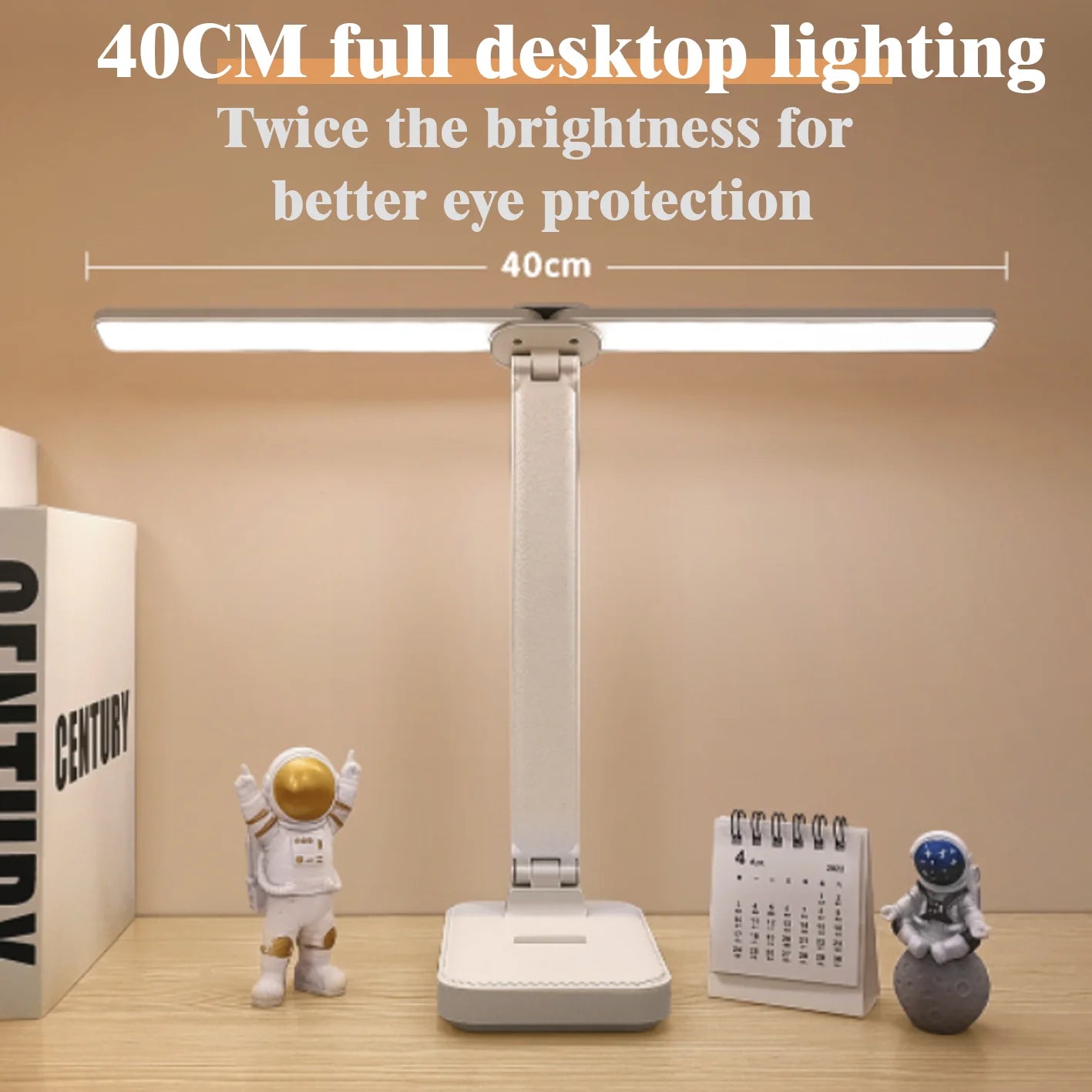 LED Desk Lamp - 3 Levels Dimmable Touch Night Light, USB Rechargeable, Foldable Table Lamp for Bedroom and Bedside Desk