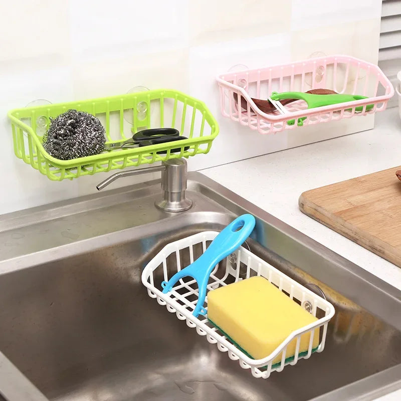 Multifunctional Suction Cup Dish Sponge Holder – Hanging Storage Rack for Kitchen