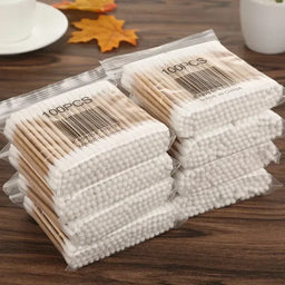 100 Pcs per Pack, 5 Packs – Double-Ended Cotton Swabs for Babies & Ear Cleaning, Healthy Personal Care Tool