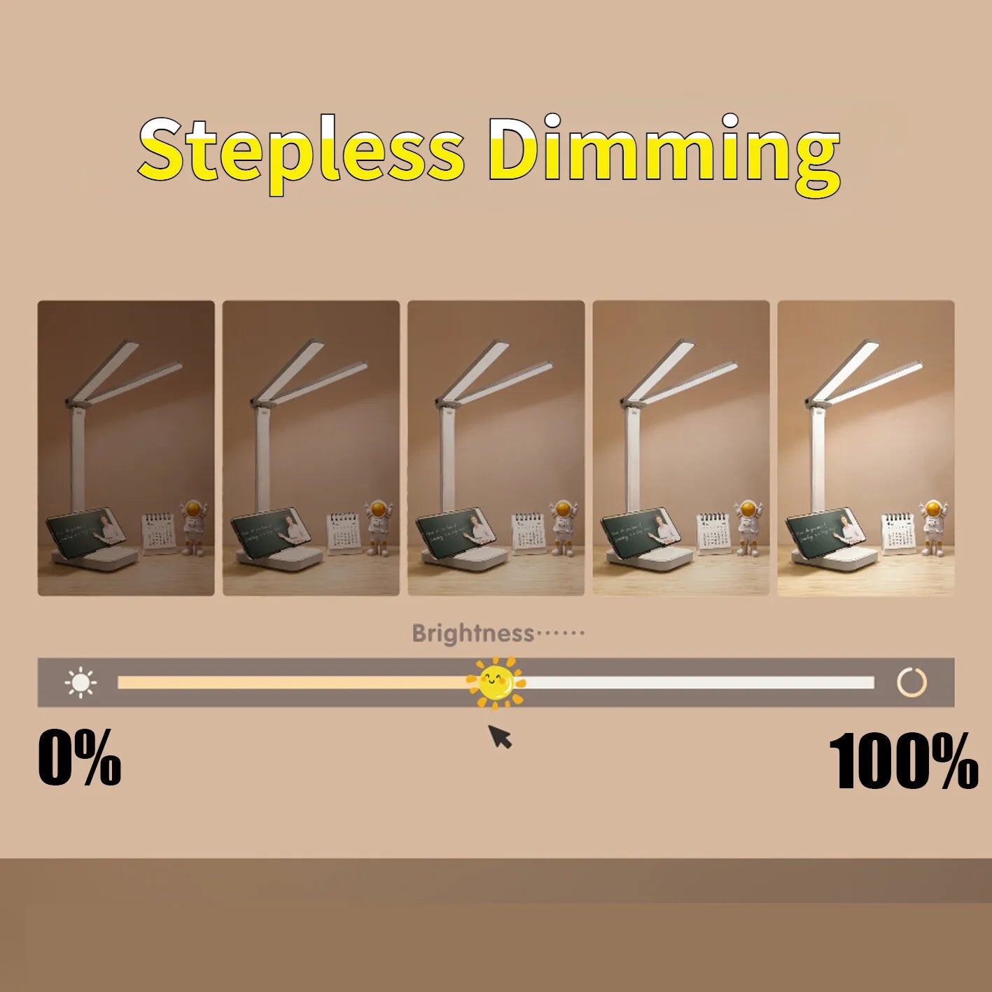 LED Desk Lamp - 3 Levels Dimmable Touch Night Light, USB Rechargeable, Foldable Table Lamp for Bedroom and Bedside Desk