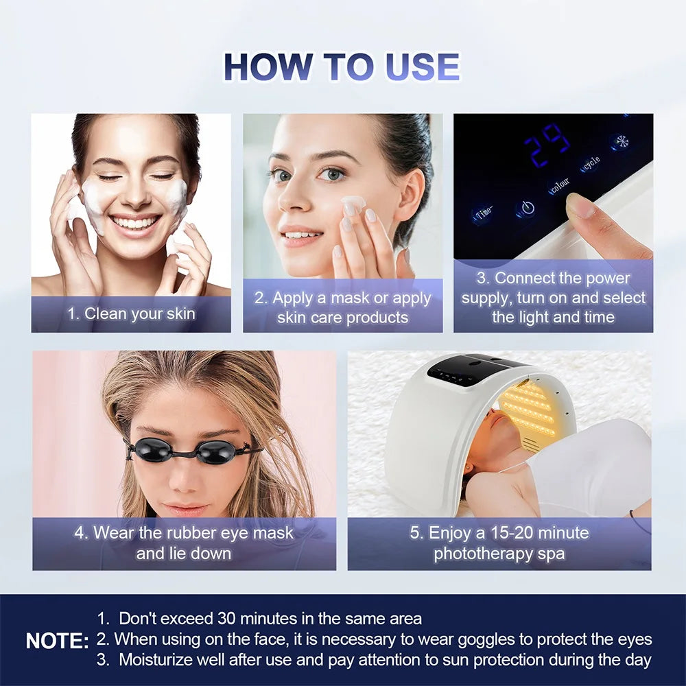Skin Hydrating Sprayer with LED Mask – Nano Mist Facial Machine with 7-Color LED Photon Therapy for Face & Body, Salon & Home Skin Care Use