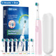 Rotary Electric Toothbrush with 8 Soft Brush Heads, Rechargeable, 5 Modes, Smart Timer for Adults