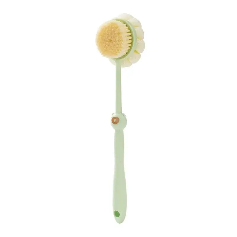 Two-Sided Silicone Shower Body Brush with Long Handle, Exfoliating & Massage Bath Brush