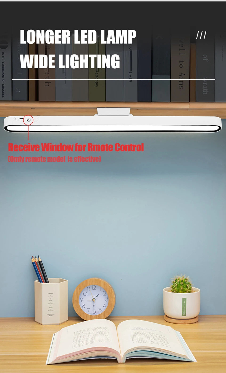48cm Magnetic Desk Lamp - USB Rechargeable LED Reading Light, Dimmable with Touch & Remote Control, Adjustable Cabinet & Bedside Night Light