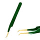 Green Stainless Steel Eyelash Tweezers – Anti-Static, Non-Magnetic Professional Tweezer for 3D Lash Extensions