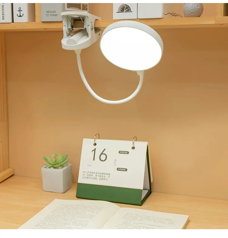 Portable USB Desk Lamp with Clip – Rechargeable LED, 3 Dimming Modes, Touch Control, Eye Protection