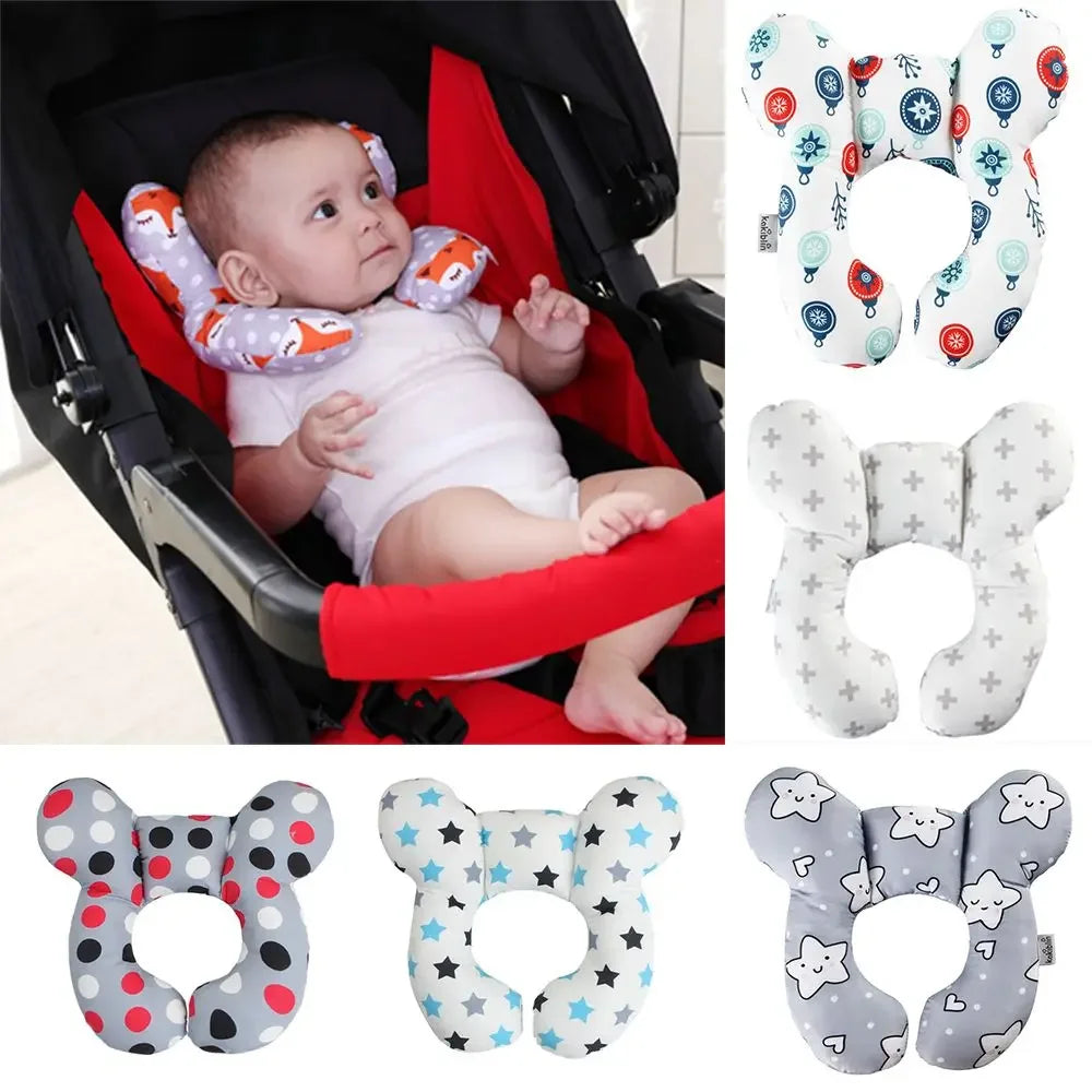 U-Shaped Baby Neck Support Pillow – Soft Headrest for Car Seat, Head Protection Cushion