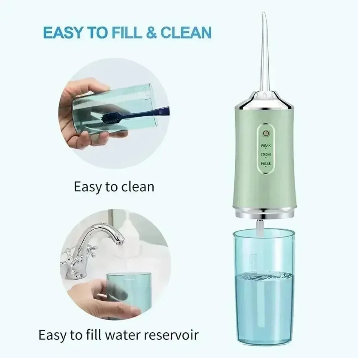 Portable Dental Water Flosser with USB Rechargeable, 220ml Water Tank, 4 Jet Tips, 3 Modes