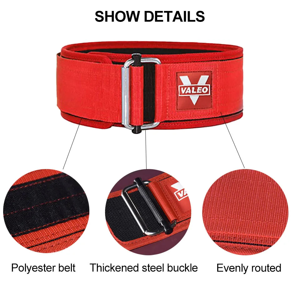 Quick-Locking Weightlifting Belt – Adjustable Nylon Gym Belt for Deadlifting, Squatting & Back Support for Men & Women