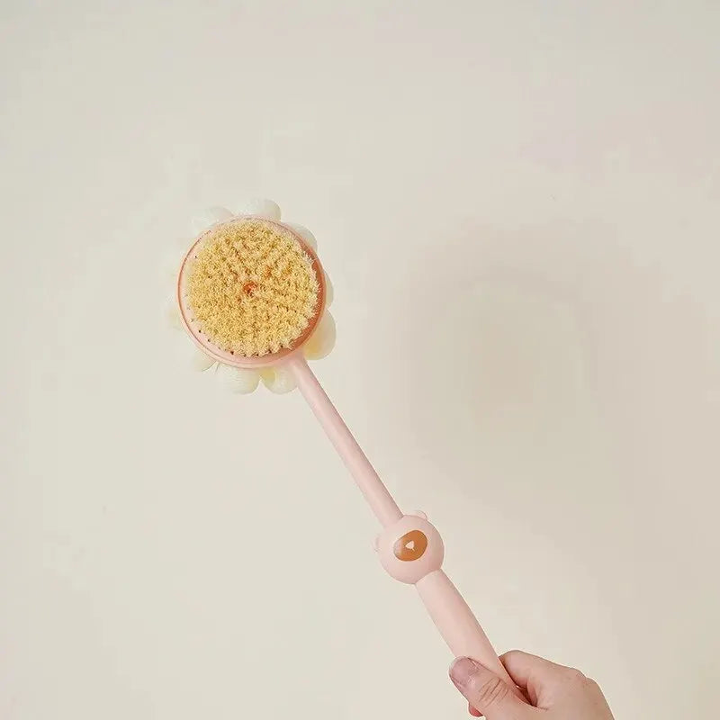 Two-Sided Silicone Shower Body Brush with Long Handle, Exfoliating & Massage Bath Brush