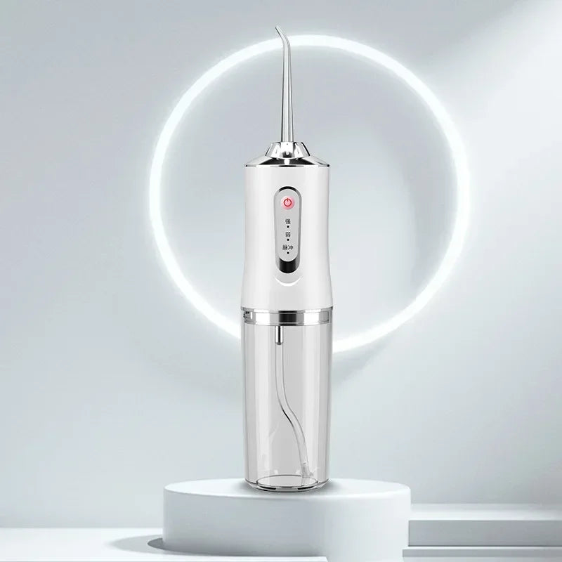 Portable Dental Water Flosser with USB Rechargeable, 220ml Water Tank, 4 Jet Tips, 3 Modes