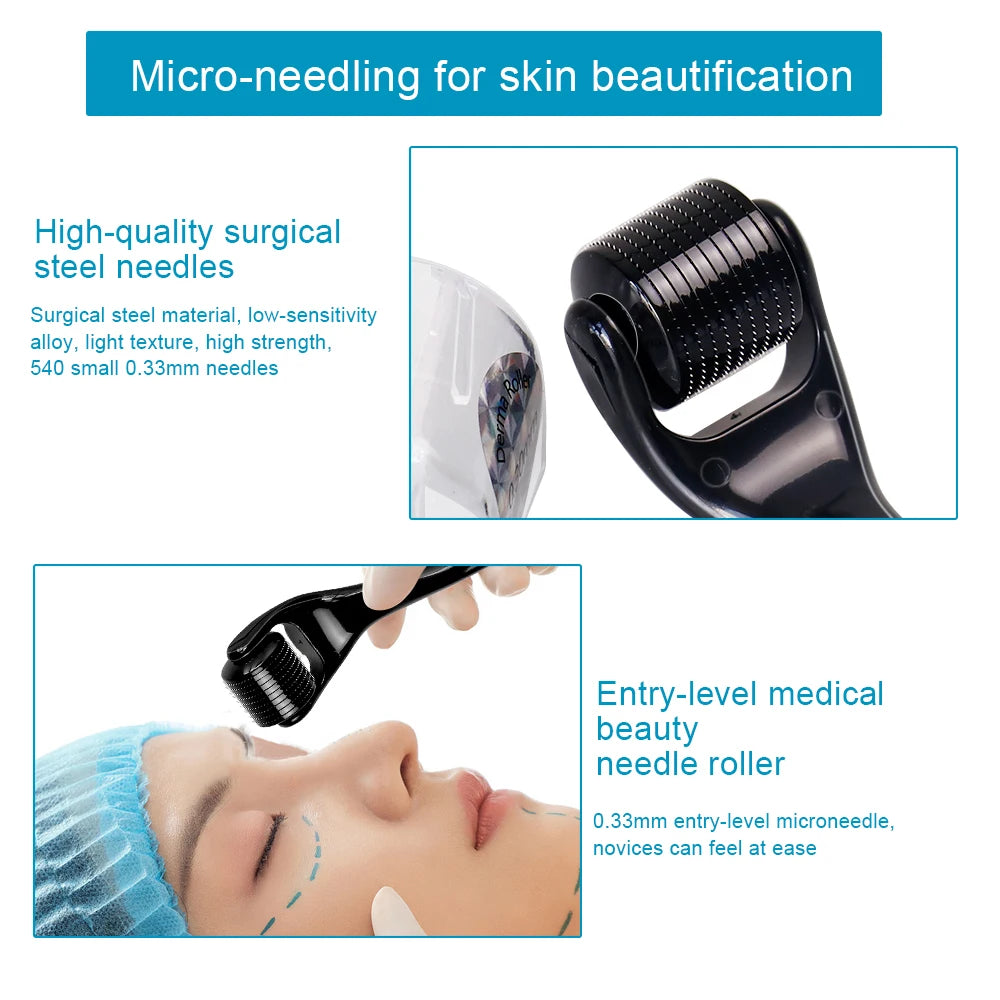 540 Micro Needle Derma Roller – Facial Skincare Tool for Reducing Wrinkles, Scars, Whitening & Skin Tightening