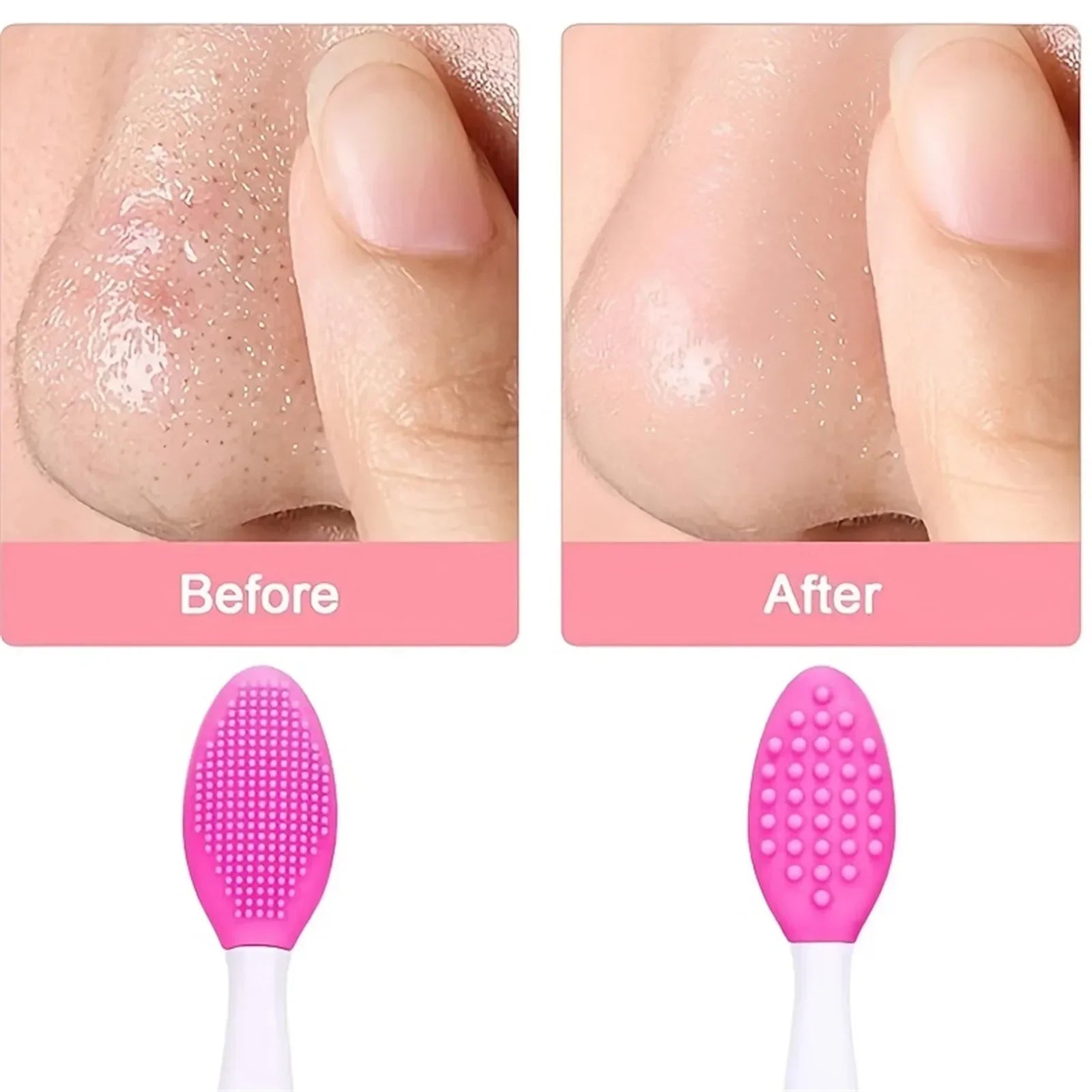 2pc Silicone Skin Care Lip Exfoliating & Nose Cleaning Brush – Blackhead Removal & Facial Scrub Tool, Double-Sided for Deep Cleansing