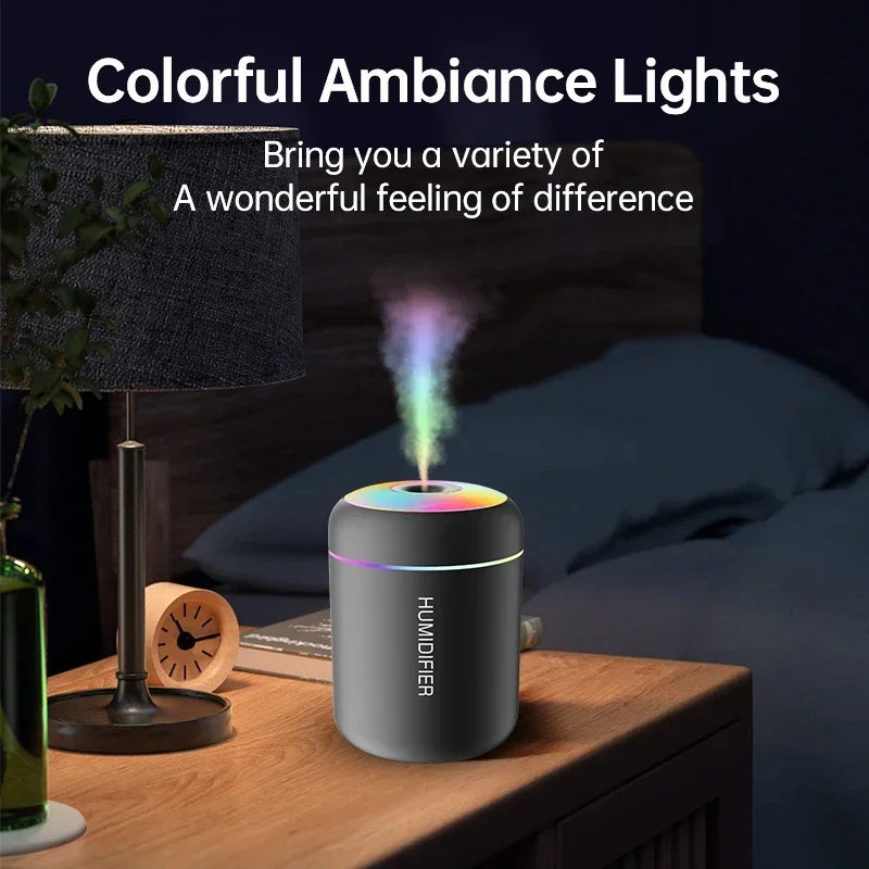 Mini USB Air Humidifier – 180ml Aromatherapy Diffuser for Car, Home, and Bedroom, Quiet LED Essential Oil Purifier