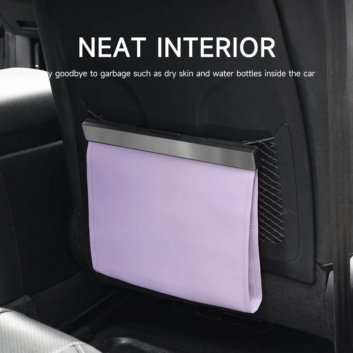 Car Garbage Bag with LED Light - Waterproof Magnetic Adsorption Trash Can for Car Seat, Leak-Proof Storage Pocket