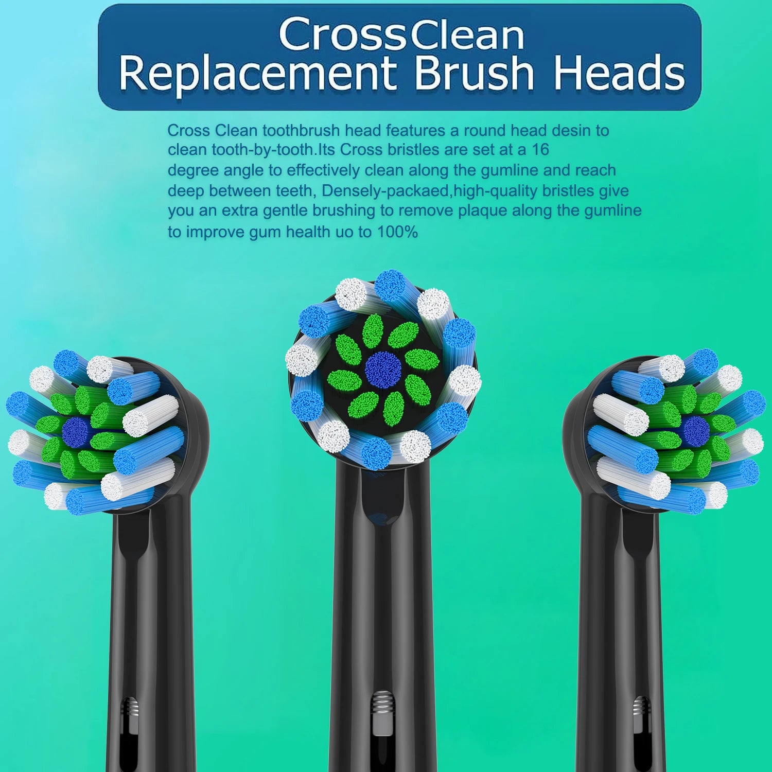 4 Pcs EB50 Cross Action Replacement Brush Heads – Compatible with Oral-B D12, D16, D100, 3757, 3709, Pro3, Pro1 Max Electric Toothbrushes