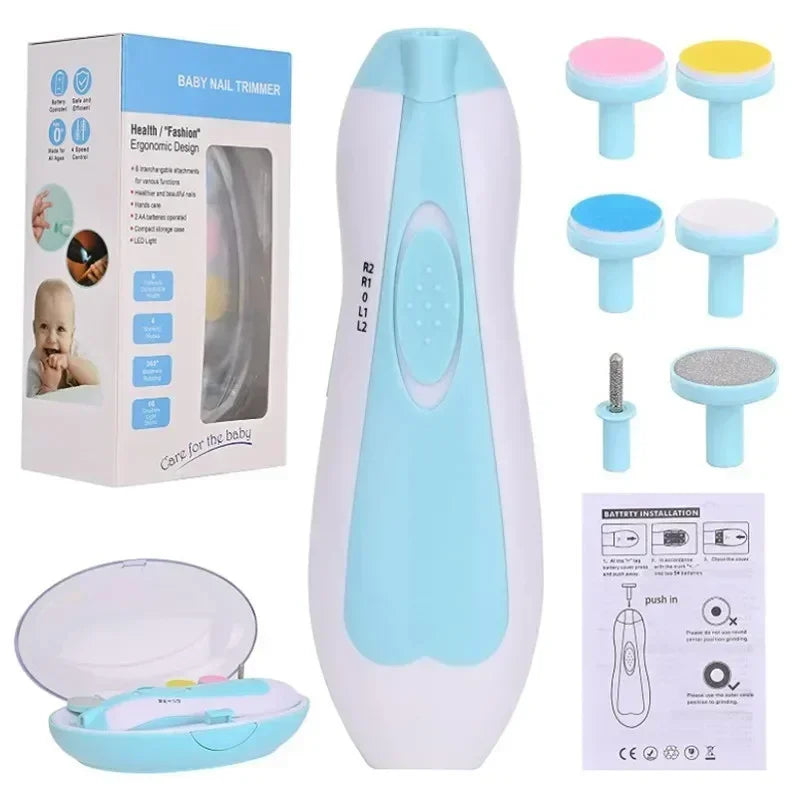 6 in 1 Electric Baby Nail Trimmer – Safety Cutter Clipper for Toes & Fingers, Newborn Nail Care Set, Non-Sharp Claws for Babies