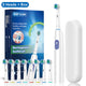 Rotary Electric Toothbrush with 8 Soft Brush Heads, Rechargeable, 5 Modes, Smart Timer for Adults