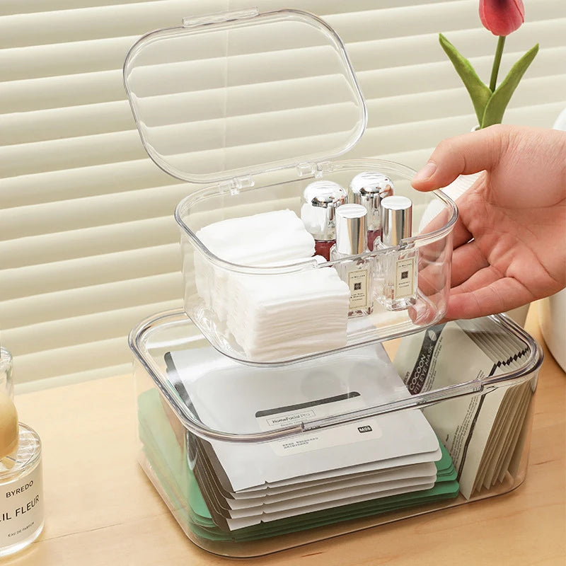Transparent Acrylic Cosmetics Storage Box with Lid - Waterproof and Dustproof Organizer for Jewelry & Makeup