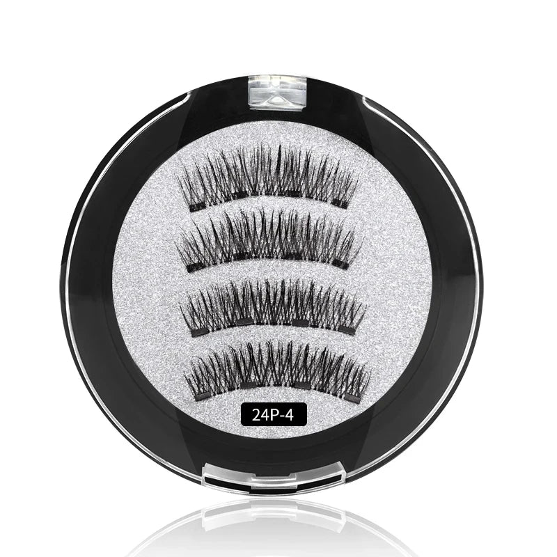 2 Pairs 3D Magnetic Eyelashes Set – 4 Magnets, Reusable False Lashes with Tweezers & Portable Makeup Storage Bag