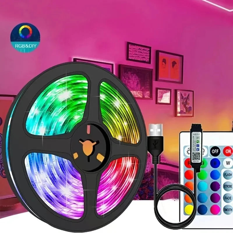 10M 2835 USB LED Strip Light RGB – Remote Control, Flexible Tape Lights for TV & Desktop Backlighting