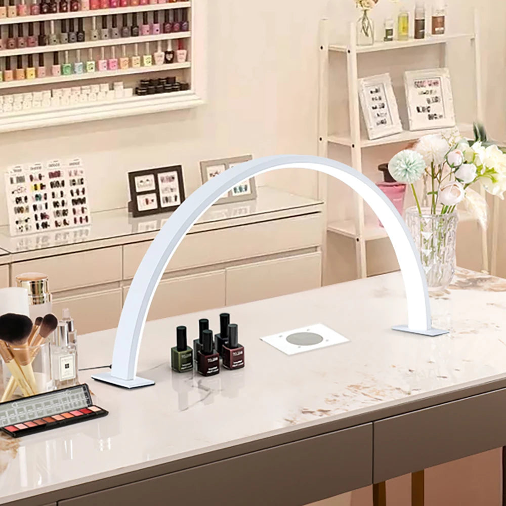 U-Shaped LED Desk Lamp with Tricolor Dimming – Beauty Salon, Nail Art, Eye Protection, Adjustable Brightness, Pink