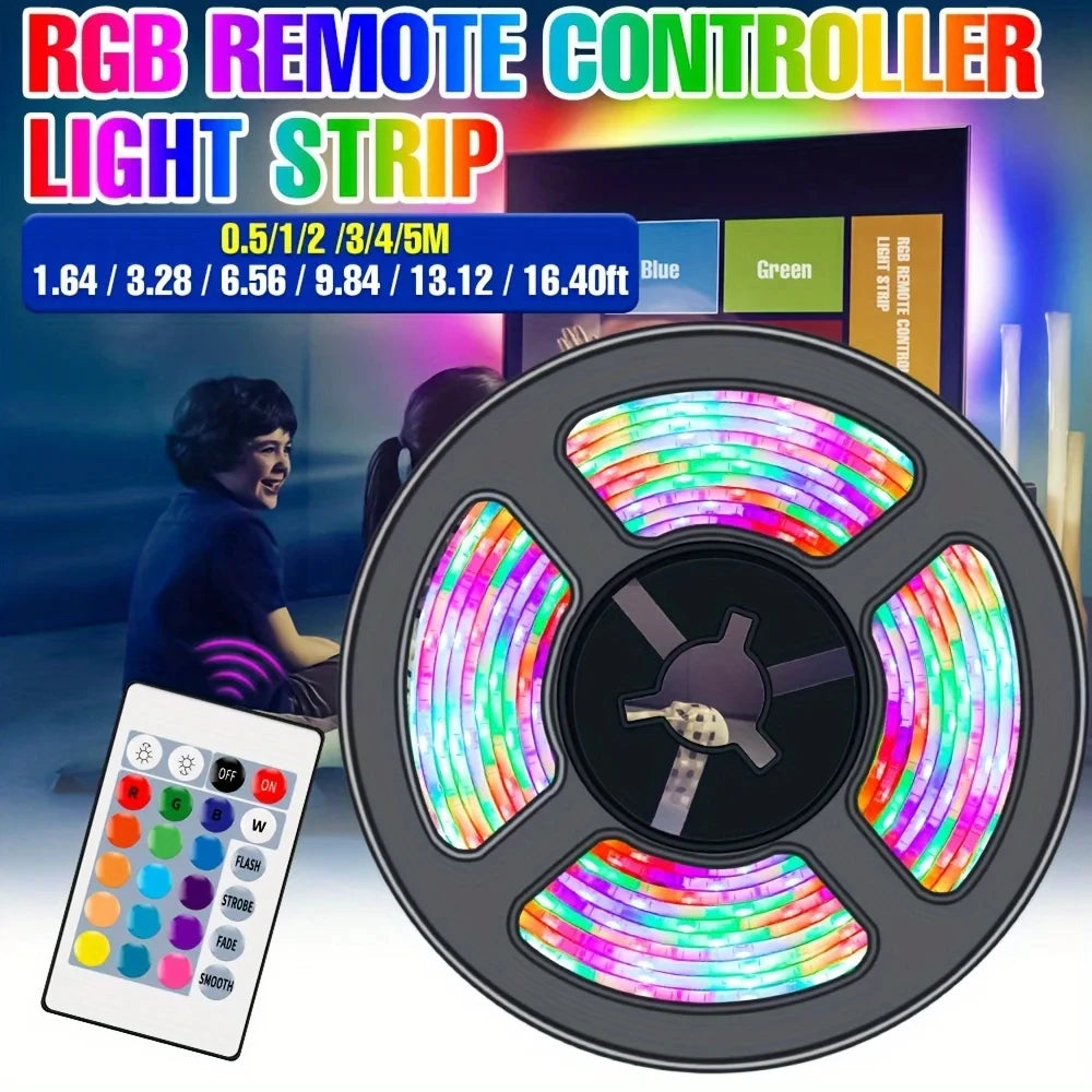10M 2835 USB LED Strip Light RGB – Remote Control, Flexible Tape Lights for TV & Desktop Backlighting