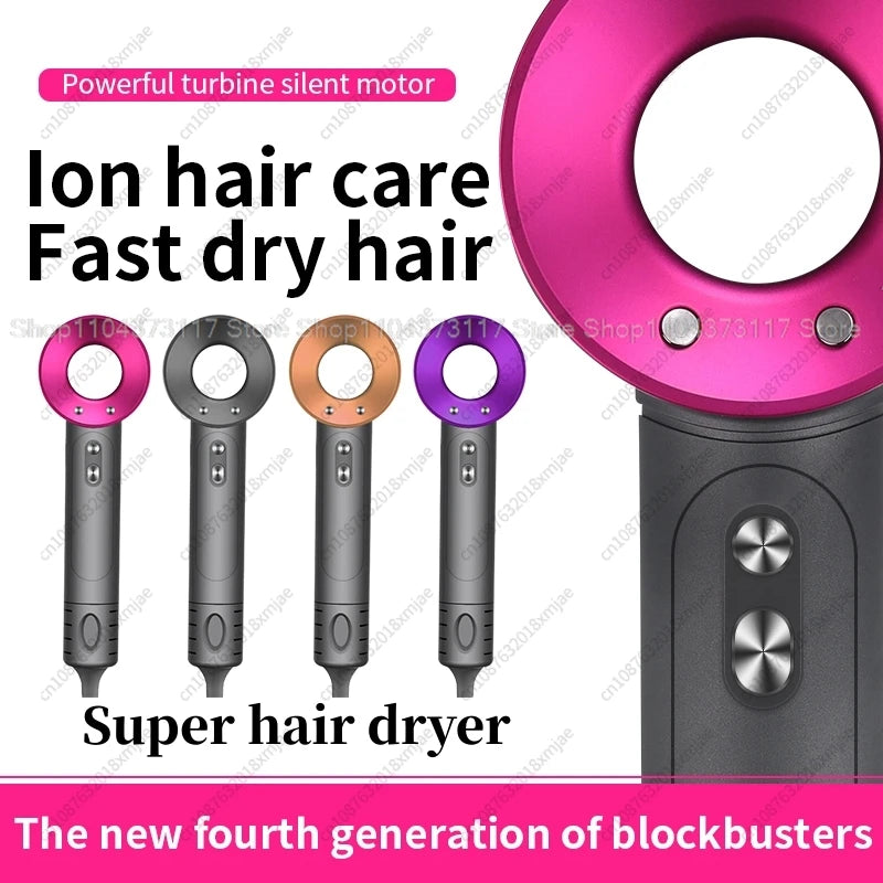 Professional Leafless Hair Dryer – Negative Ionic with Flyaway Attachment, Premium Multifunction Salon Styling Tool