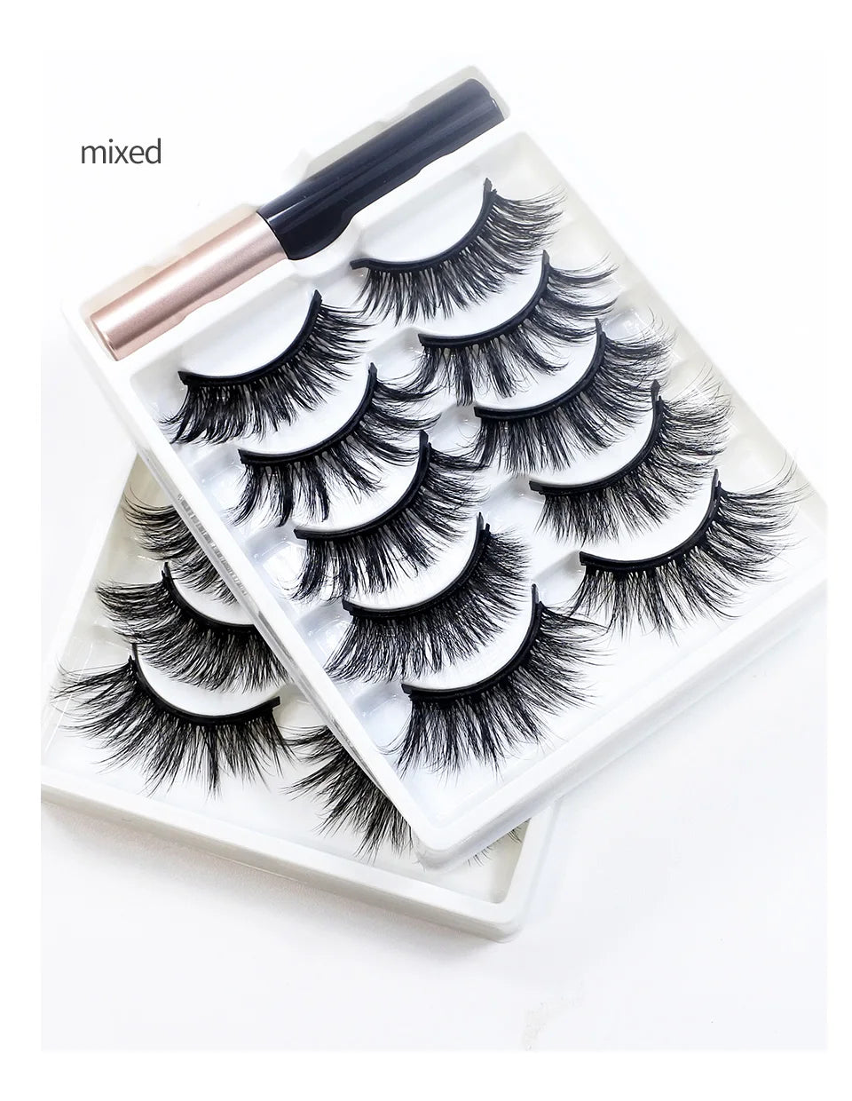 REDSIREN Magnetic Lashes & Eyeliner Kit – Reusable Magnetic False Eyelashes with 5 Pairs & 1 Tube Eyeliner