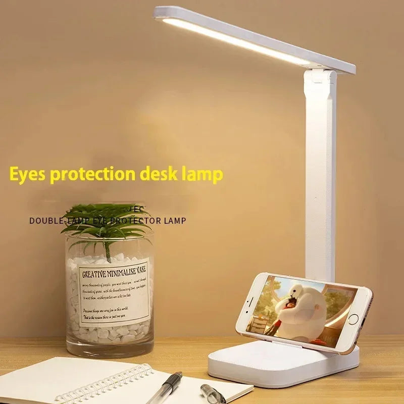 Foldable LED Desk Lamp – Stepless Dimmable, Touch-Control Night Light, USB Rechargeable for Reading, Eye Protection