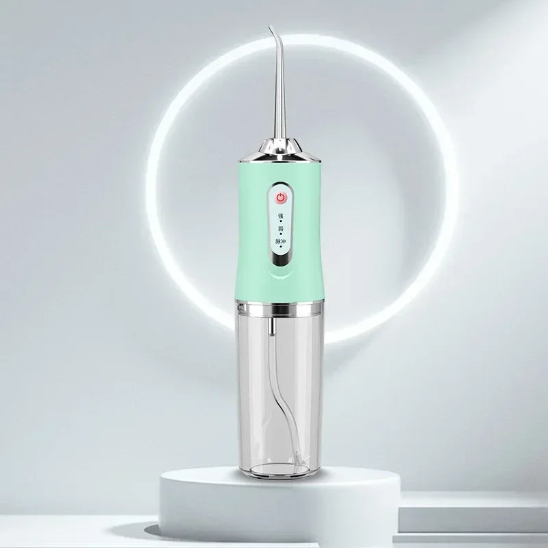 Portable Dental Water Flosser with USB Rechargeable, 220ml Water Tank, 4 Jet Tips, 3 Modes