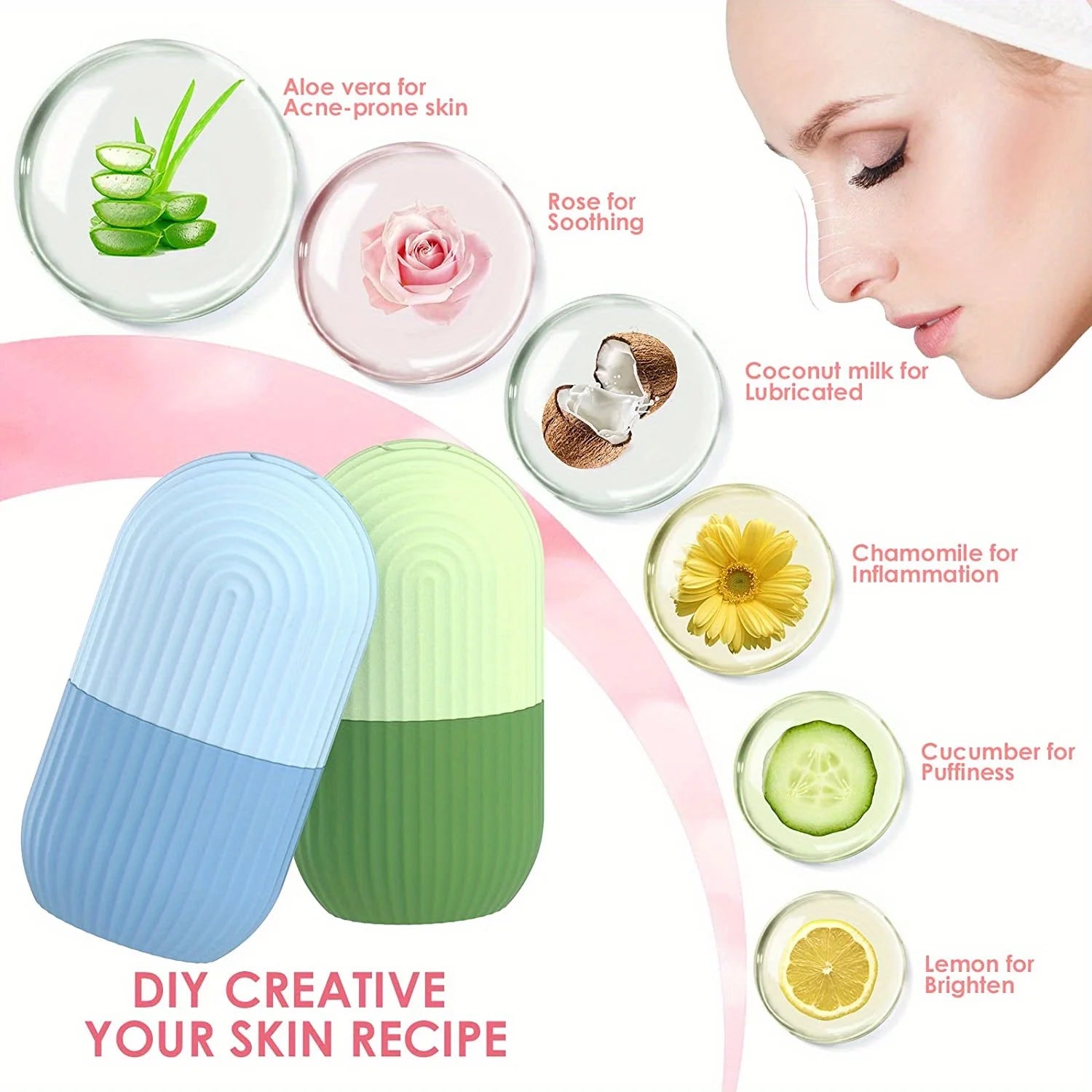 Silicone Ice Mold for Face – Facial Ice Roller & Gua Sha Skin Care Tool for Face & Eye Icing Massage