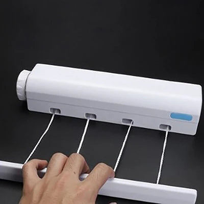 Retractable Indoor Clothesline Wall-Mounted Space-Saving Clothes Drying Rack, 3.2m ABS Rope Auto Roll-Up