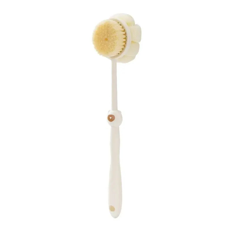 Two-Sided Silicone Shower Body Brush with Long Handle, Exfoliating & Massage Bath Brush
