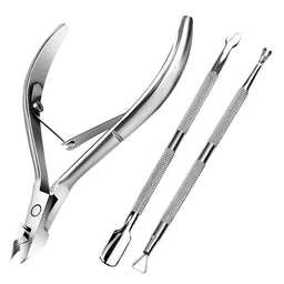 Manicure Set Tool – Steel Cuticle Scissors, Dead Skin Fork, Nail Clipper & Pusher for Nail Cleaning & Pedicure Care