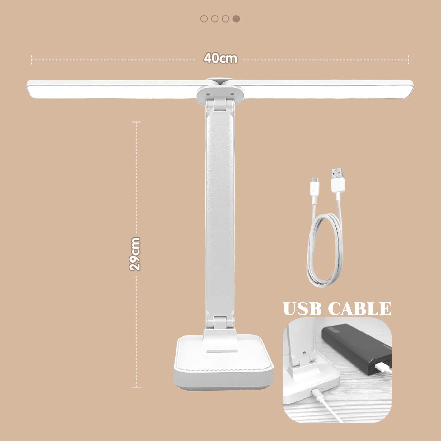LED Desk Lamp - 3 Levels Dimmable Touch Night Light, USB Rechargeable, Foldable Table Lamp for Bedroom and Bedside Desk