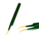 Green Stainless Steel Eyelash Tweezers – Anti-Static, Non-Magnetic Professional Tweezer for 3D Lash Extensions