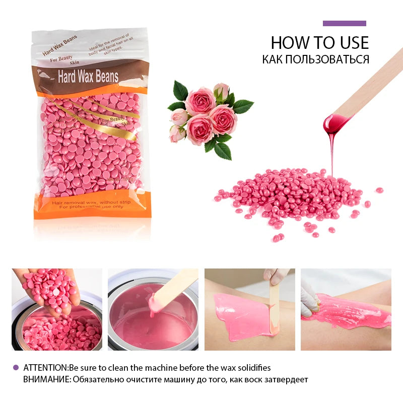 50g Hair Removal Wax Beans – Hot Film Depilatory Beads for Full Body Use with Wax Heater or Machine