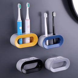 Electric Toothbrush Holder Wall-Mounted Double Hole Self-Adhesive Rack