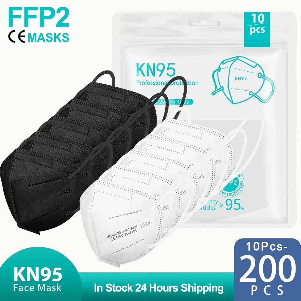 Mascarillas fpp2 Black KN95 CE Certified FFP2 face mask/10-200PCS