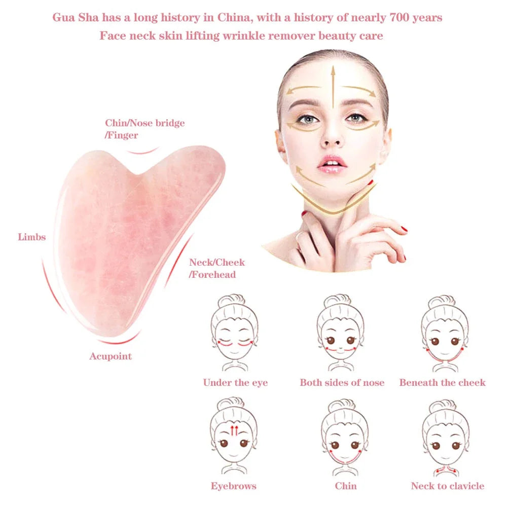 Natural Rose Jade Gua Sha - Facial & Body Massager for Skin Lifting & Wrinkle Care