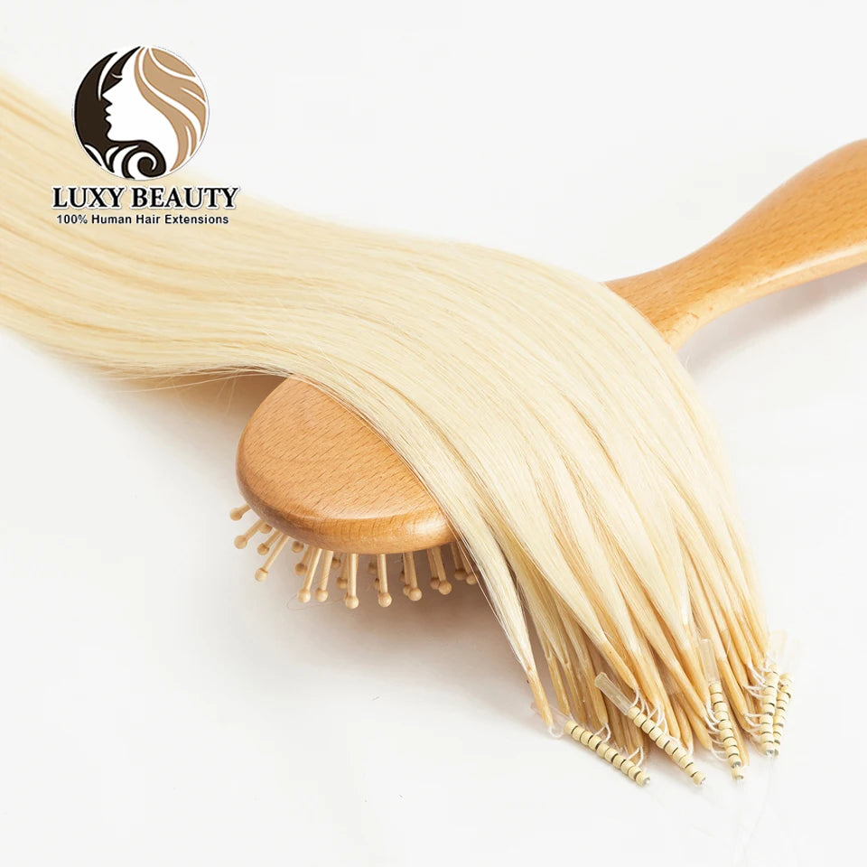 8D Micro Bead Hair Extensions – Human Hair Nano Ring with Invisible Mini Silicone Beads, Available in Black, Brown & Blonde Microlink Styles